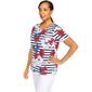 Petite Alfred Dunner Land Of The Free Floral Stripe Tee - image 3