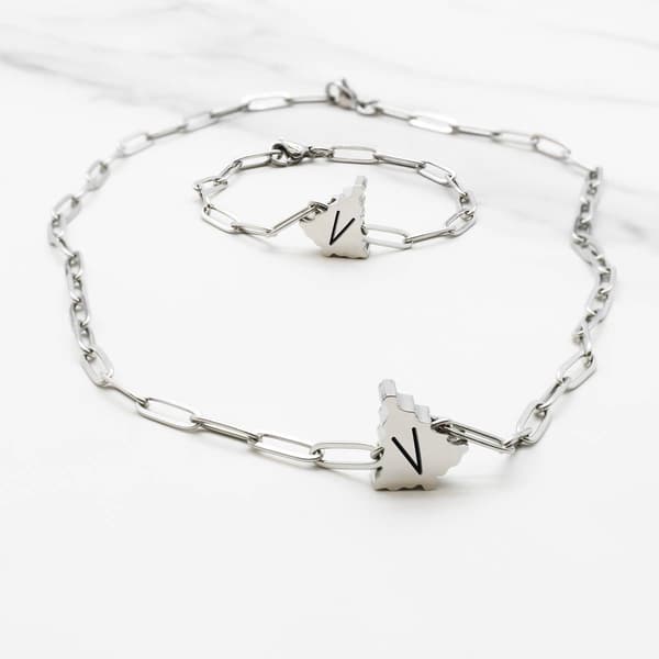 Pink Box Sliding Tree V Initial Necklace And Bracelet Set Boscov's