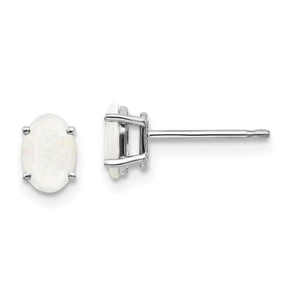 Gemstone Classics&#40;tm&#41; White Gold 6mm. Opal Stud Earrings - image 