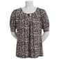 Petite Notations Short Sleeve Abstract w/Neck Bar Blouse - image 1