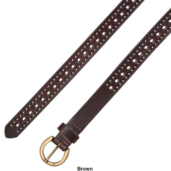 Womens Gloria Vanderbilt Round Buckle Leather Perf Belt