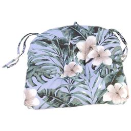Jordan Manufacturing Floral Chair Pad - Pale Blue/Putty White