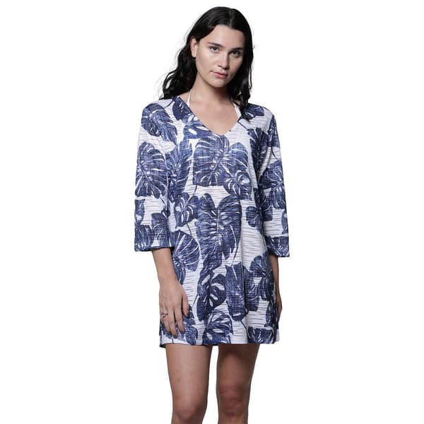 Plus Size J Valdi Monstera V Neck Tunic