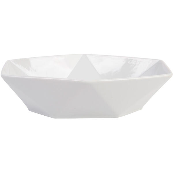 Home Essentials 12in. White Geometric Serving Bowl - image 
