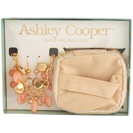 Ashley Cooper&#40;tm&#41; Gold Shakey Necklace & Earrings Pouch Gift Set
