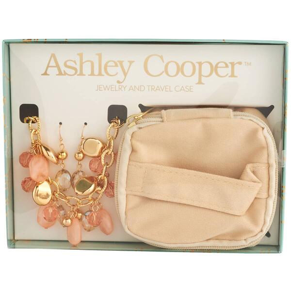 Ashley Cooper&#40;tm&#41; Gold Shakey Necklace & Earrings Pouch Gift Set - image 