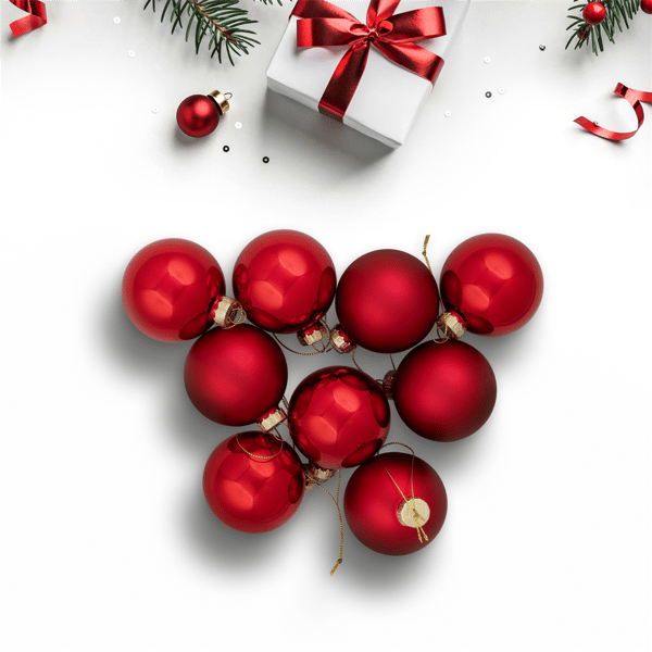 Northlight 9ct. Apple Red 2-Finish Glass Christmas Ornaments