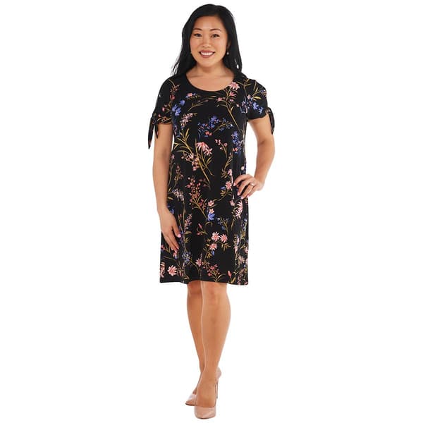 Petite MSK Short Sleeve Tie Sleeve Solid ITY Dress