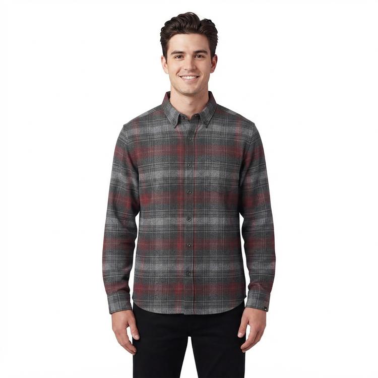 Mens Jackson Hole Flannel Shirt - Grey & Burgundy