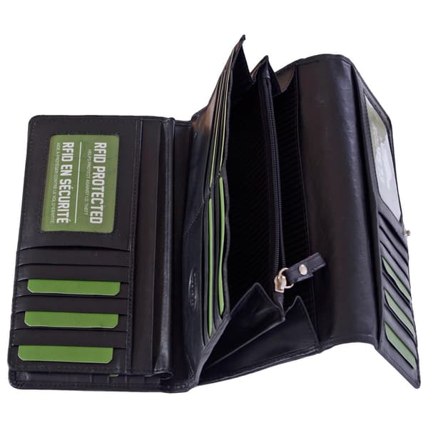 Womens Roots 73 Leather Checkbook Clutch Wallet