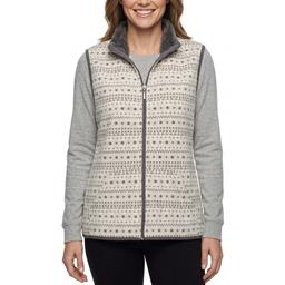 Petite Hasting & Smith Fair Isle Vest with Sherpa Trim- Silver