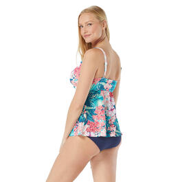 Womens Beach House Swim Willow Floral Twist Front Tankini Top