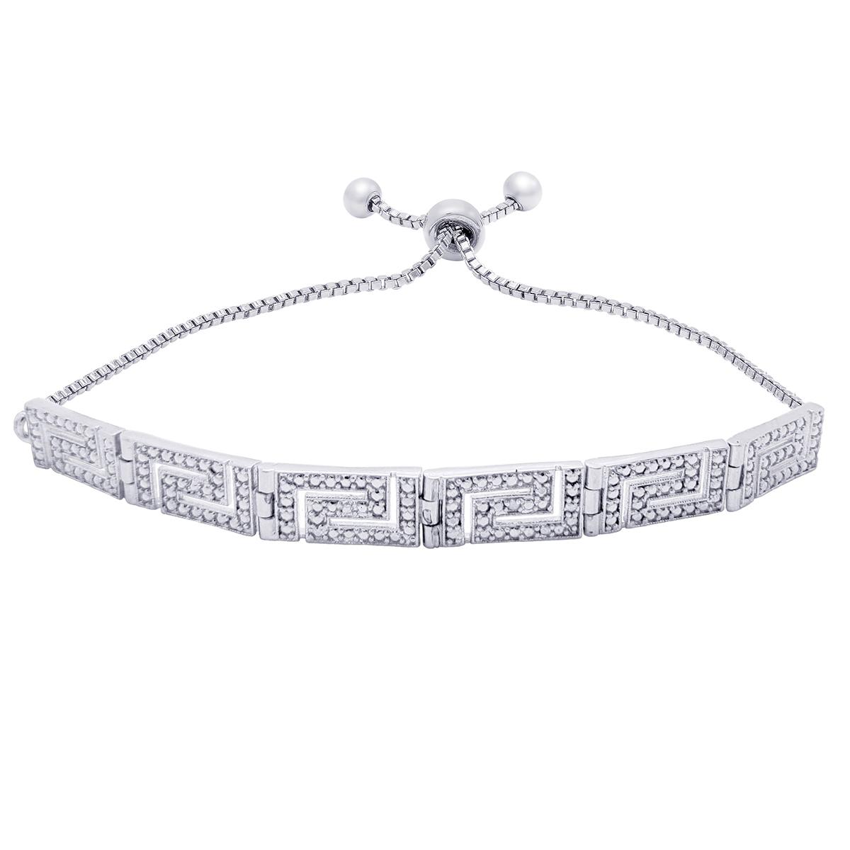 Gianni Argento Silver Plated Diamond Accent Greek Key...