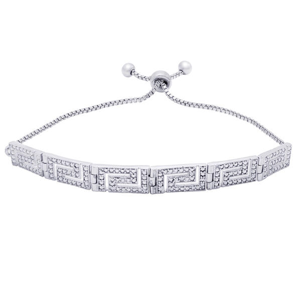 Accents Silver Plated Diamond Accent Greek Key Bracelet - image 