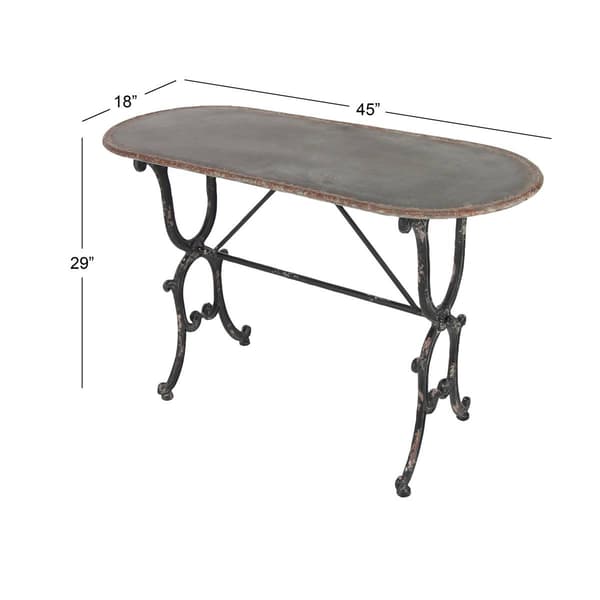 9th & Pike® Black Grey Farmhouse Metal Console Table