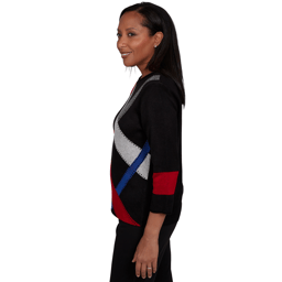 Womens Alfred Dunner Dinner Theater Color Block Sweater