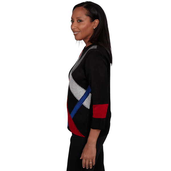 Womens Alfred Dunner Dinner Theater Color Block Sweater