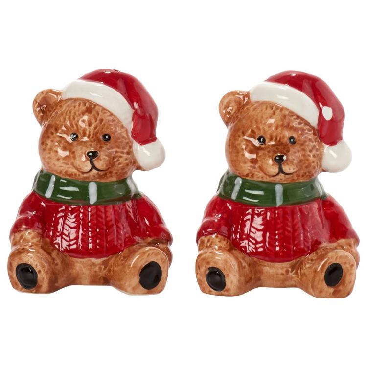 Godinger Lil Shakies Overalls Bear Holiday Salt& Pepper Shakers