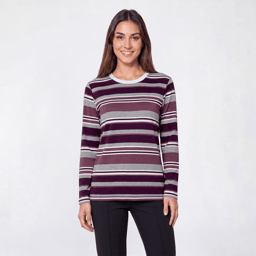 Womens Hasting & Smith Long Sleeve Stripe Crew Neck Tee