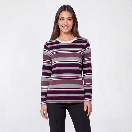 Petite Hasting & Smith Long Sleeve Stripe Crew Neck Tee