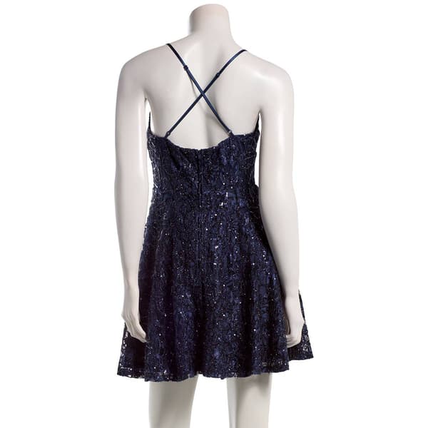 Juniors Emerald Sundae Eyelash Cross Back Skater Dress