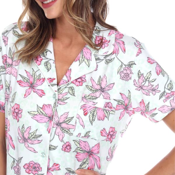 Womens White Mark 2pc. Floral Leopard Pajama Set
