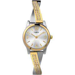 Womens Timex&#40;R&#41; Two-Tone Textured Dial Watch - TW2V69700JT