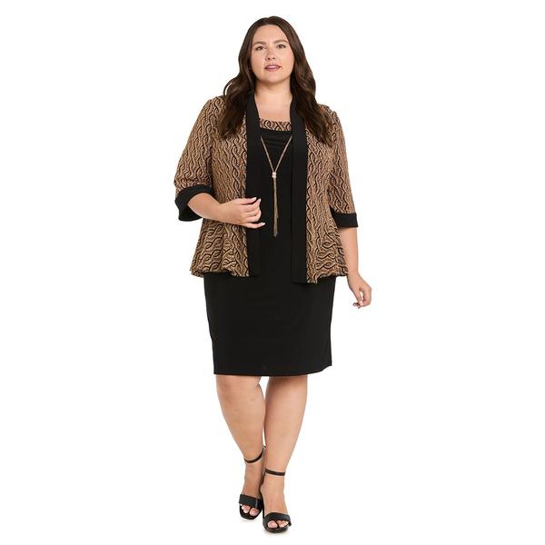 Plus Size R&M Richards Metallic Jaquard Jacket Dress