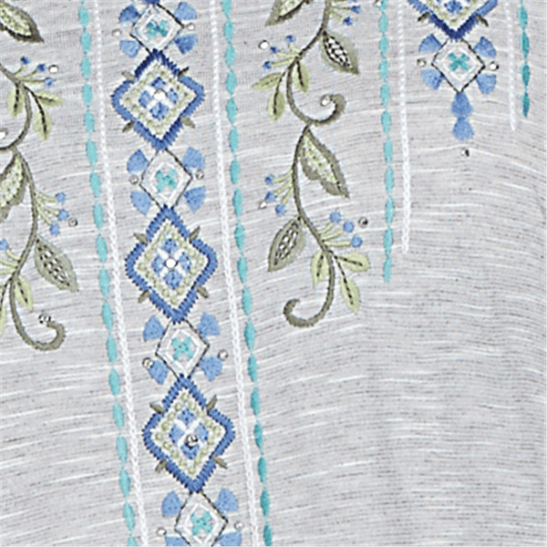 Womens Alfred Dunner Provence 3/4 Sleeve Embroidered Blouse