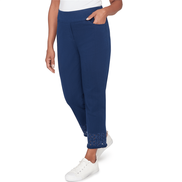 Petite Alfred Dunner Mykonos Embroidered Hem Pull-On Pants