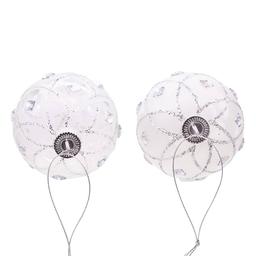 Kurt Adler 6pc. Jeweled Clear Feather White Ball Ornaments Set