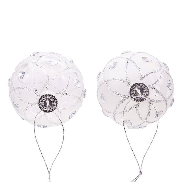 Kurt Adler 6pc. Jeweled Clear Feather White Ball Ornaments Set