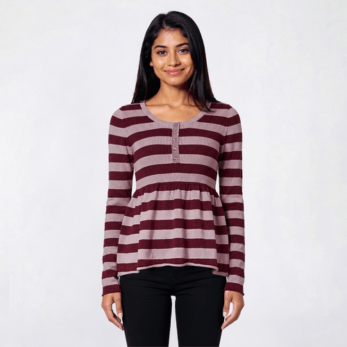 Juniors Heart N Crush Henley Ribbed Babydoll Sweater