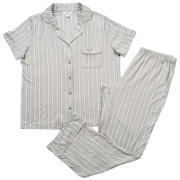 Womens Nicole Miller Short Sleeve Stripe Pajama Set