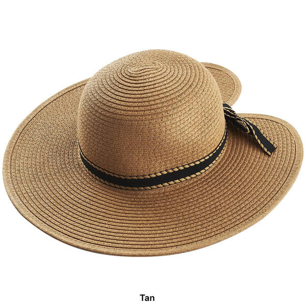 Womens Madd Hatter Straw Farmer Hat With A Black Band Bow