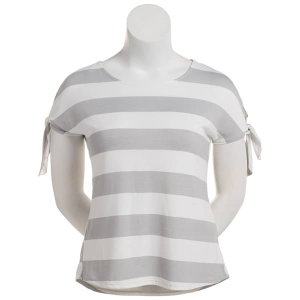 Womens Tru Self Tie Dolman Sleeve Stripe w/Button Back Blouse