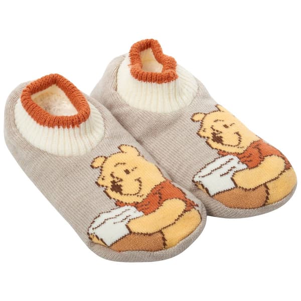 Womens Fuzzy Babba Single Cuffer Winnie The Pooh Slipper Socks - image 