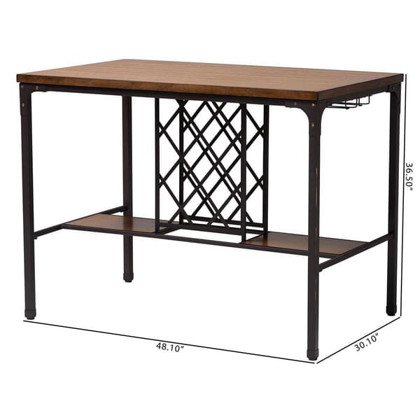 Baxton Studio Vintner Industrial Pub Table w/ Built-In Wine Cage