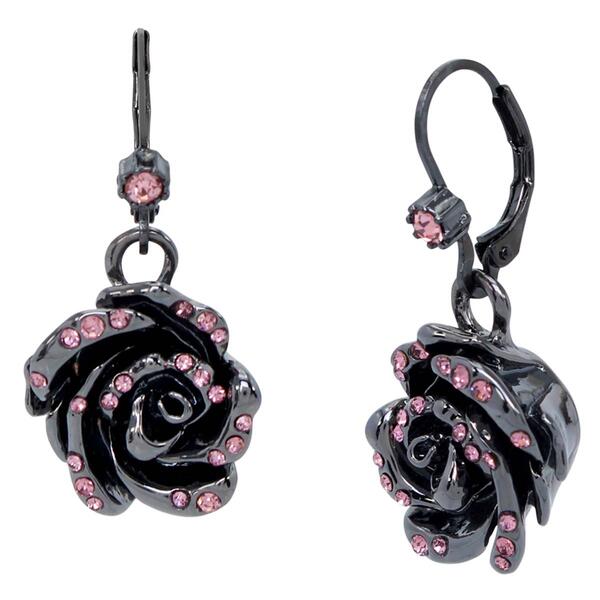 Betsey Johnson Rose Drop Earrings - image 