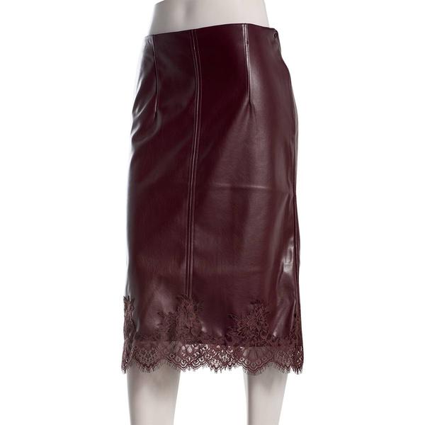 Juniors Love Tree Pleather Lace Hem Midi Skirt - image 