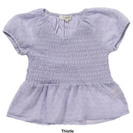 Girls &#40;7-16&#41; No Comment Puff V-Neck Smocked Babydoll Top