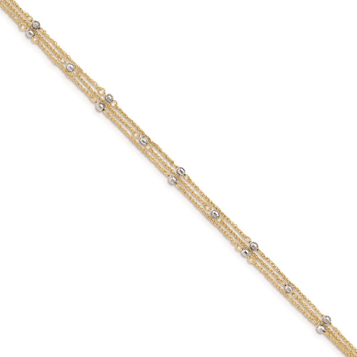 Gold Classics™ 14kt. Gold Two-Tone Triple Strand 9in Anklet