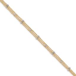 Gold Classics(tm) 14kt. Gold Two-Tone Triple Strand 9in Anklet