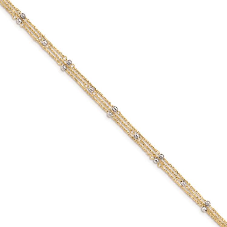 Gold Classics(tm) 14kt. Gold Two-Tone Triple Strand 9in Anklet