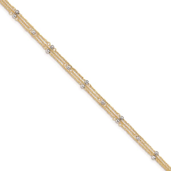 Gold Classics(tm) 14kt. Gold Two-Tone Triple Strand 9in Anklet - image 