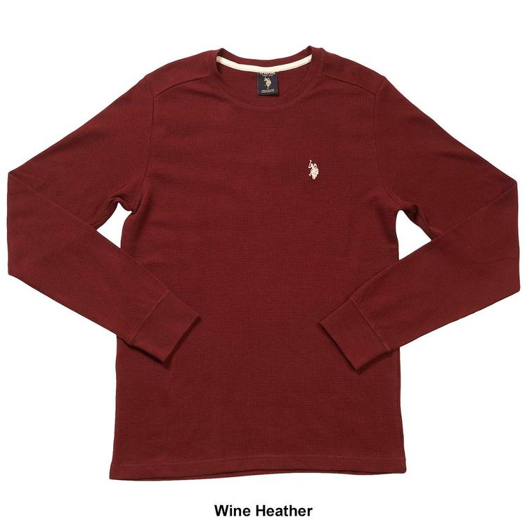 Mens U.S. Polo Assn.® Solid Crew Neck Waffle Knit Thermal