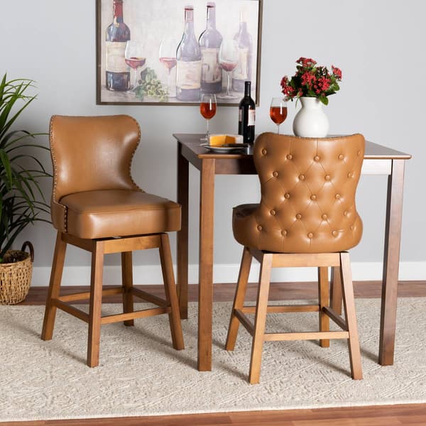 Baxton Studio Gradisca Faux Leather 2pc. Swivel Counter Stool Set