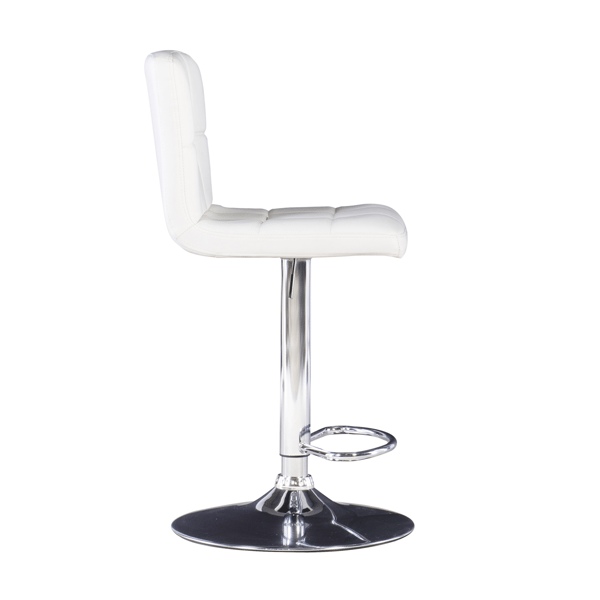 Linon Home Decor Brandt White Faux Leather Adjustable Barstool
