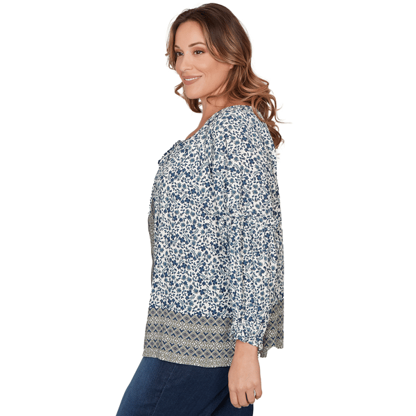 Plus Size Skye’s the Limit Fresh Start Ruffle Ditsy Floral Blouse