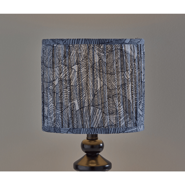 Adesso Samira Table Lamp with Soft Pleated Blue Fabric Shade
